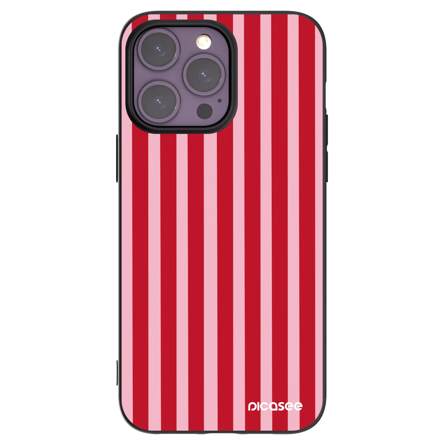 Picasee Apple iPhone 14 Pro Max Hülle - Schwarzes Silikon - Lines red