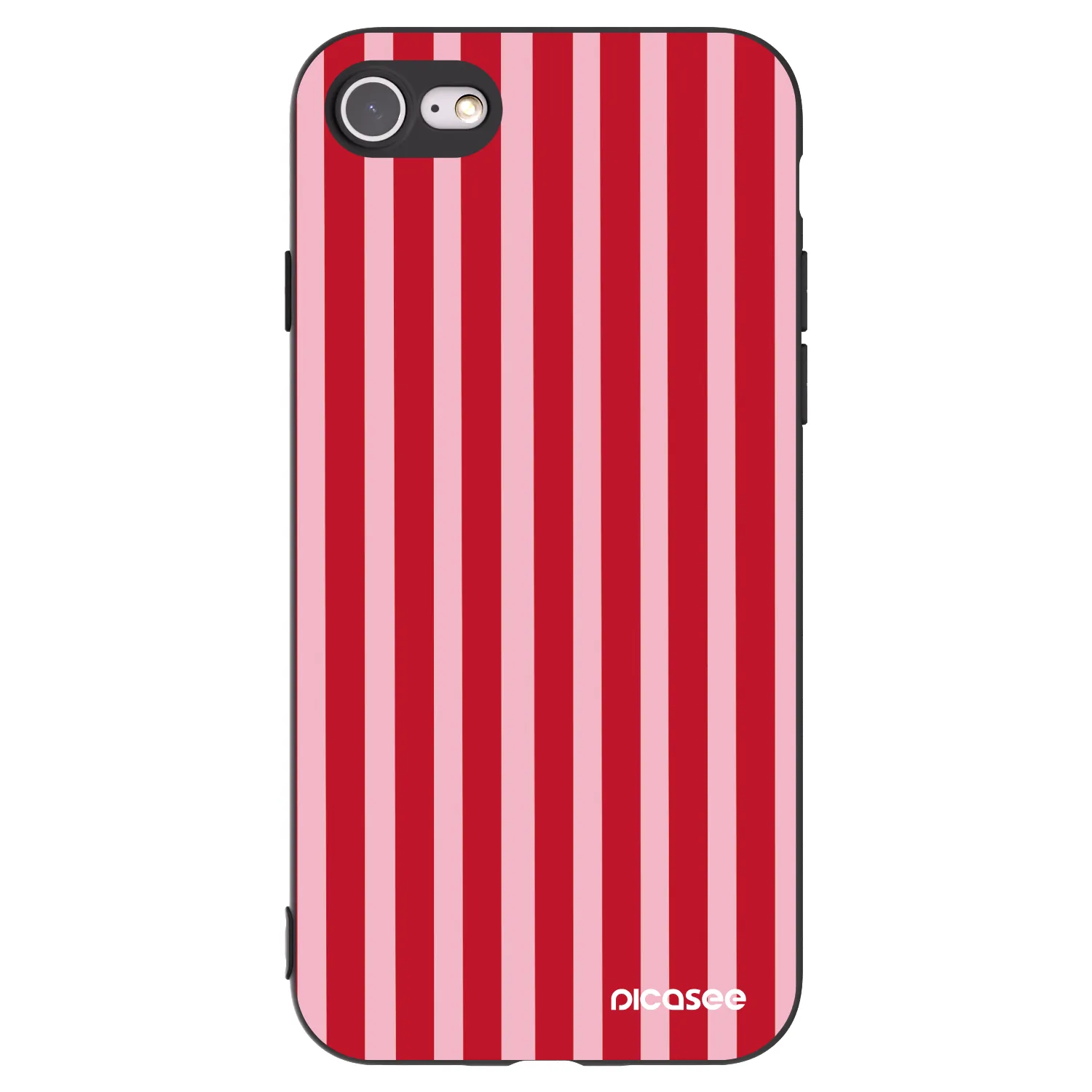 Picasee Apple iPhone 7 Hülle - Schwarzes Silikon - Lines red