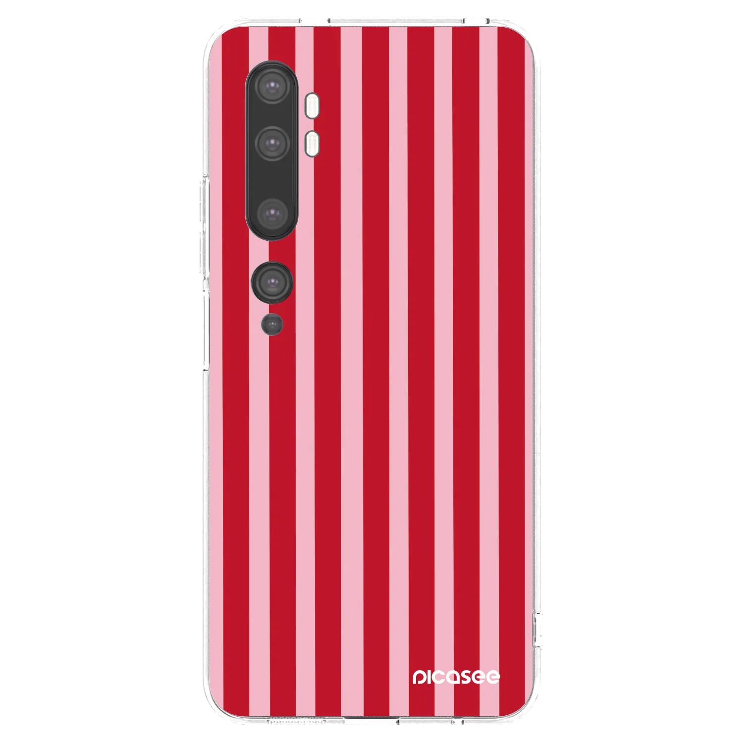 Picasee Xiaomi Mi Note 10 (Pro) Hülle - Transparentes Silikon - Lines red