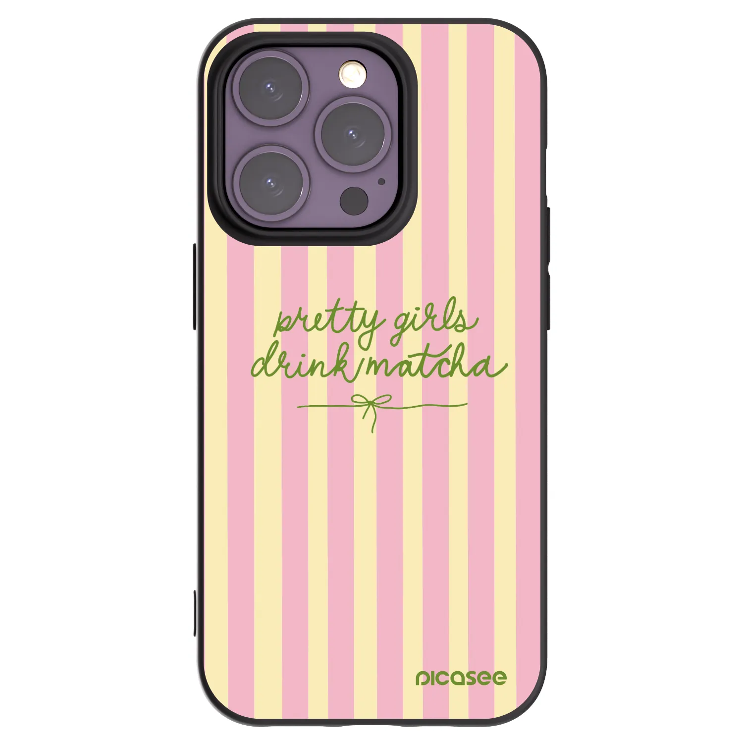 Picasee Apple iPhone 14 Pro Hülle - Schwarzes Silikon - Pretty matcha