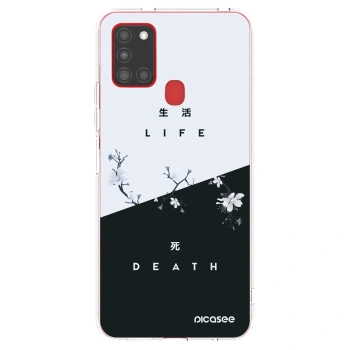 Picasee Samsung Galaxy A21s Hülle - Transparentes Silikon - Lebendig - Tot