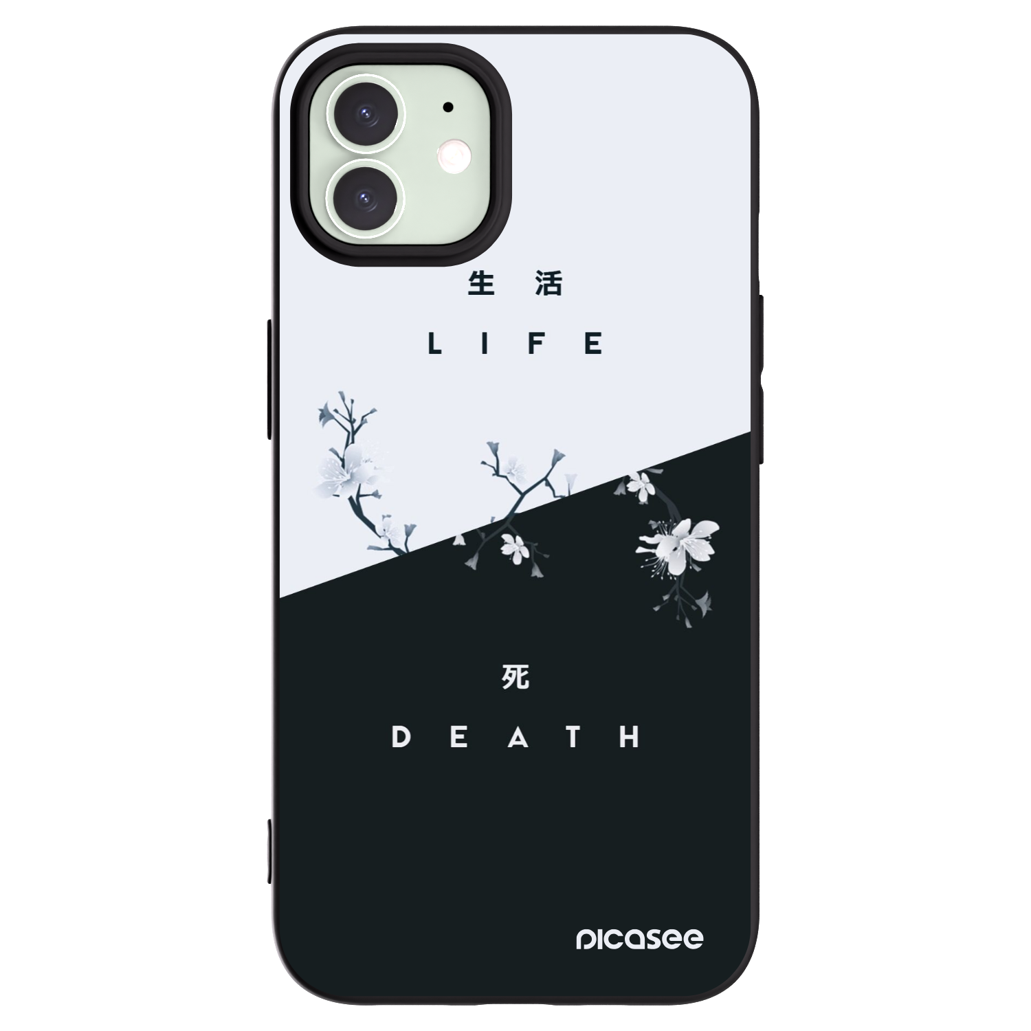 Picasee Apple iPhone 12 Hülle - Schwarzes Silikon - Lebendig - Tot