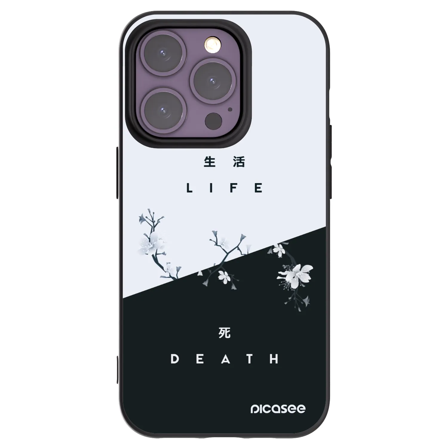 Picasee Apple iPhone 14 Pro Hülle - Schwarzes Silikon - Lebendig - Tot