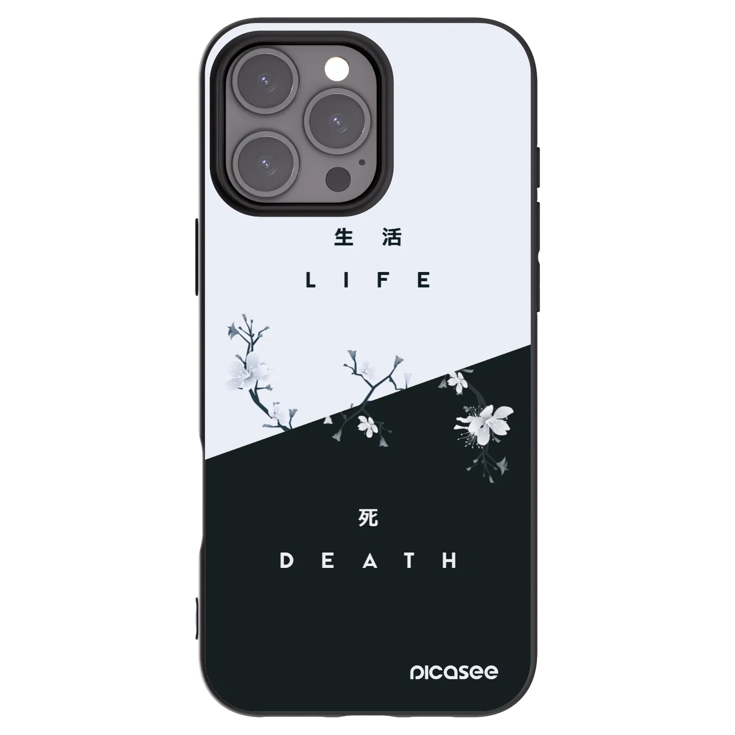 Picasee Apple iPhone 16 Pro Max Hülle - Schwarzes Silikon - Lebendig - Tot