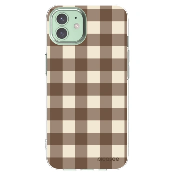 Picasee Apple iPhone 12 Hülle - Transparentes Silikon - Brown grid