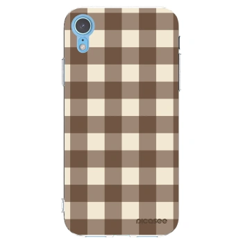Picasee Apple iPhone XR Hülle - Transparentes Silikon - Brown grid