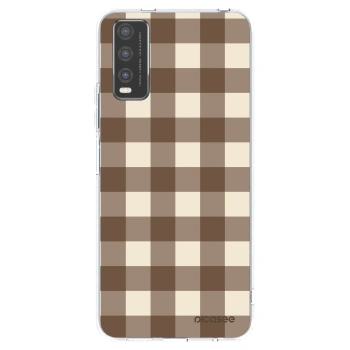 Picasee Vivo Y20s Hülle - Transparentes Silikon - Brown grid