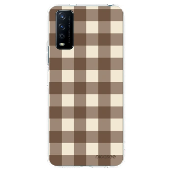 Picasee Vivo Y11s Hülle - Transparentes Silikon - Brown grid