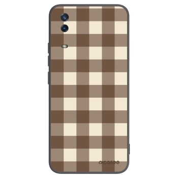 Picasee Vivo Y11s Hülle - Schwarzes Silikon - Brown grid