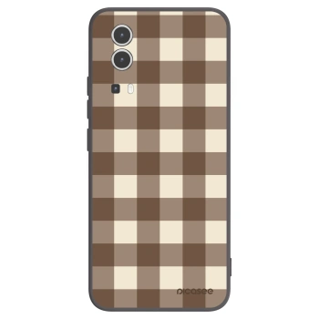 Picasee Vivo Y72 5G Hülle - Schwarzes Silikon - Brown grid