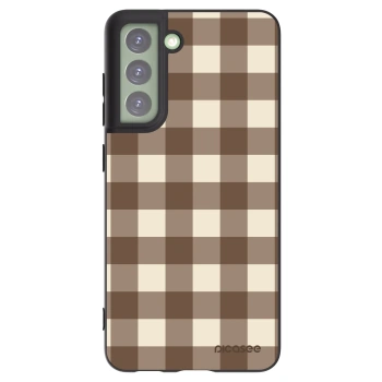 Picasee Samsung Galaxy S21 FE 5G Hülle - Schwarzes Silikon - Brown grid