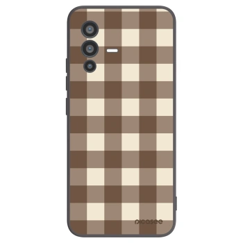 Picasee Vivo V23 5G Hülle - Schwarzes Silikon - Brown grid