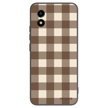 Picasee Vivo Y01 Hülle - Schwarzes Silikon - Brown grid
