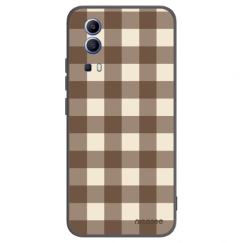 Picasee Vivo Y52 5G Hülle - Schwarzes Silikon - Brown grid