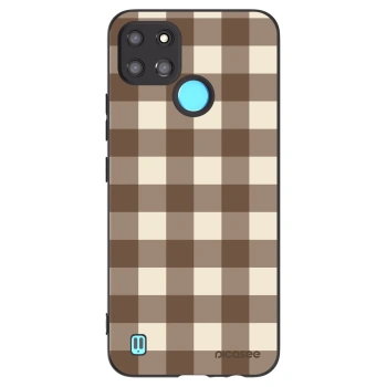 Picasee Realme C21Y Hülle - Schwarzes Silikon - Brown grid