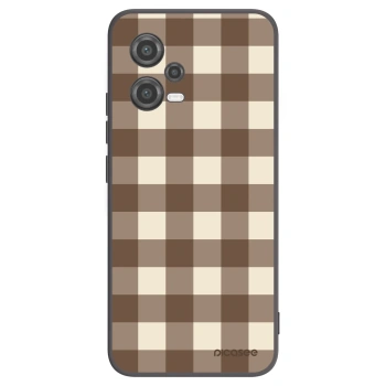 Picasee Xiaomi Poco X5 Hülle - Schwarzes Silikon - Brown grid