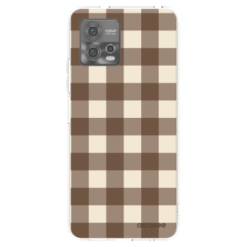 Picasee Motorola Moto G72 Hülle - Transparentes Silikon - Brown grid
