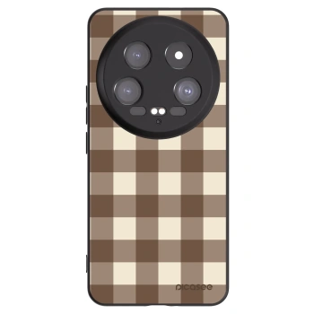 Picasee Xiaomi 14 Ultra Hülle - Schwarzes Silikon - Brown grid