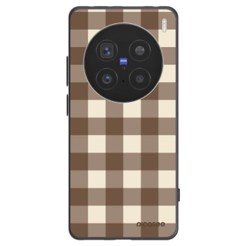 Picasee Vivo X200 Pro Hülle - Schwarzes Silikon - Brown grid