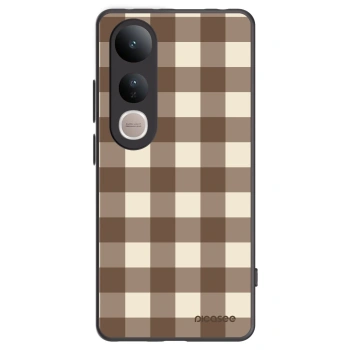 Picasee Vivo V50 Lite 5G Hülle - Schwarzes Silikon - Brown grid