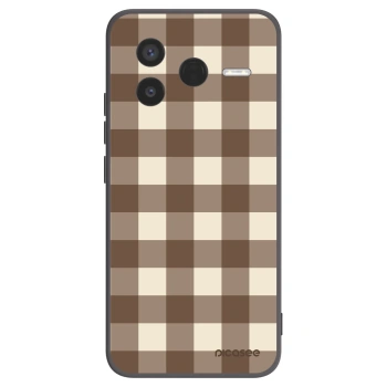 Picasee Xiaomi Poco F7 Pro 5G Hülle - Schwarzes Silikon - Brown grid