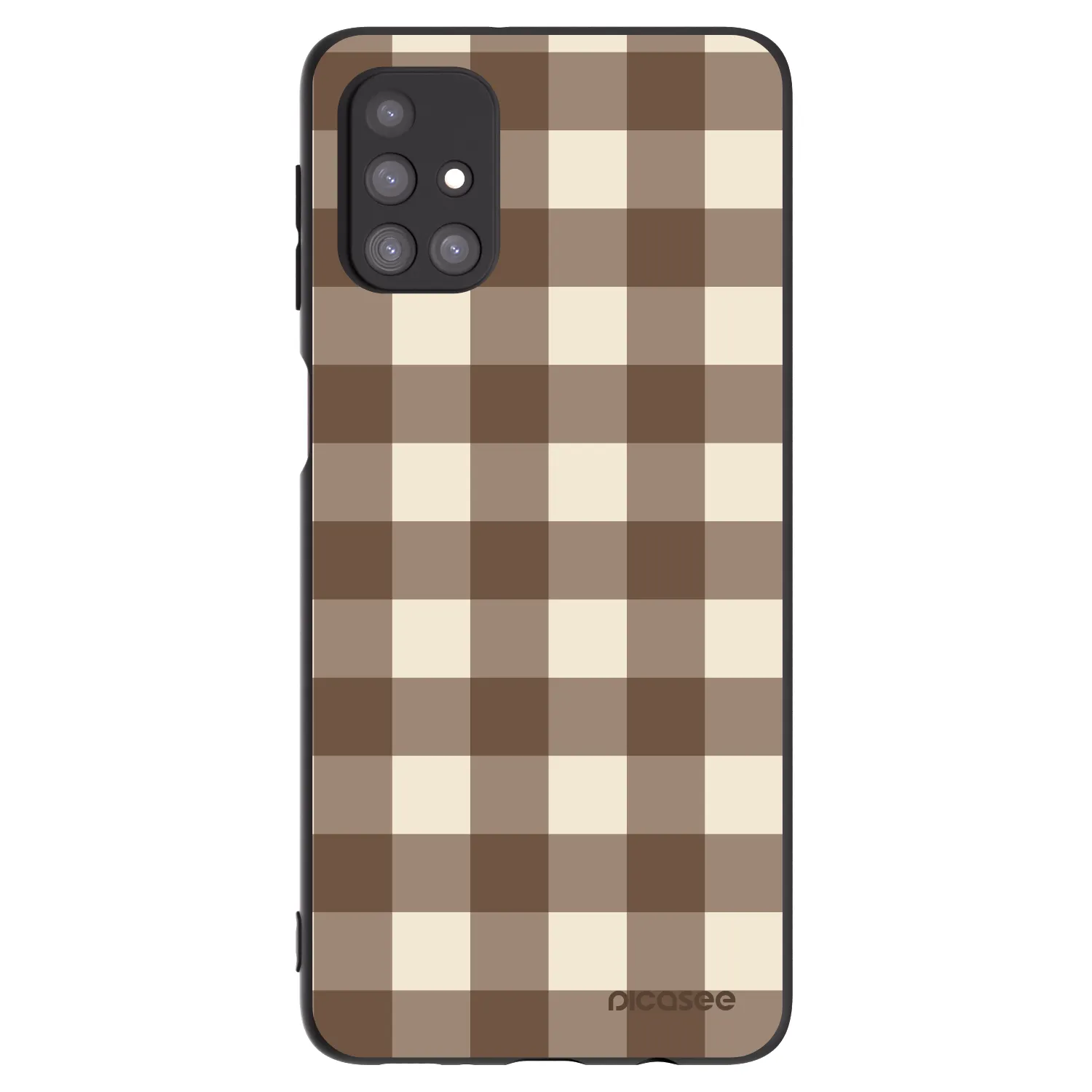 Picasee Samsung Galaxy M31s Hülle - Schwarzes Silikon - Brown grid
