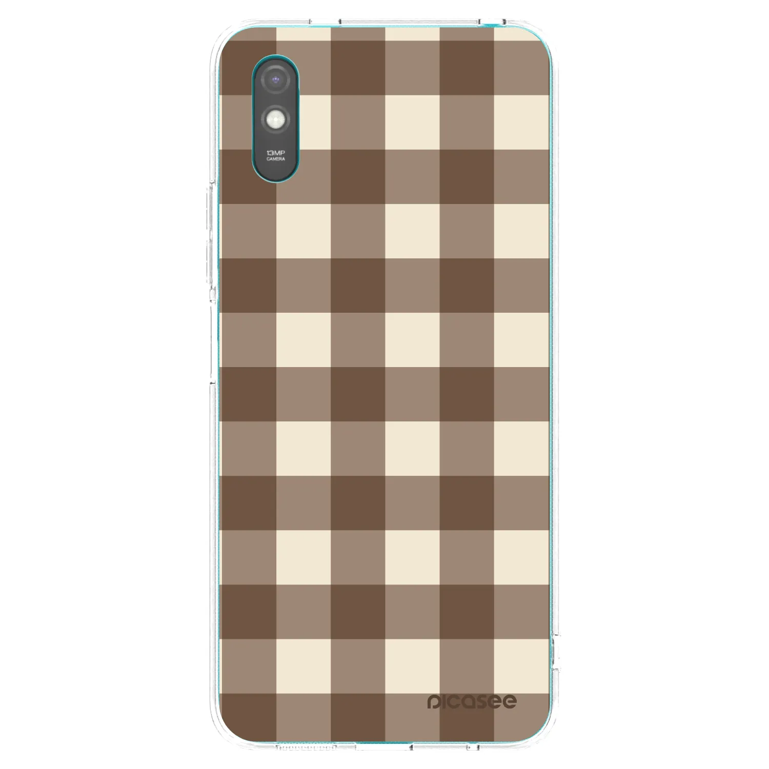 Picasee Xiaomi Redmi 9A Hülle - Transparentes Silikon - Brown grid