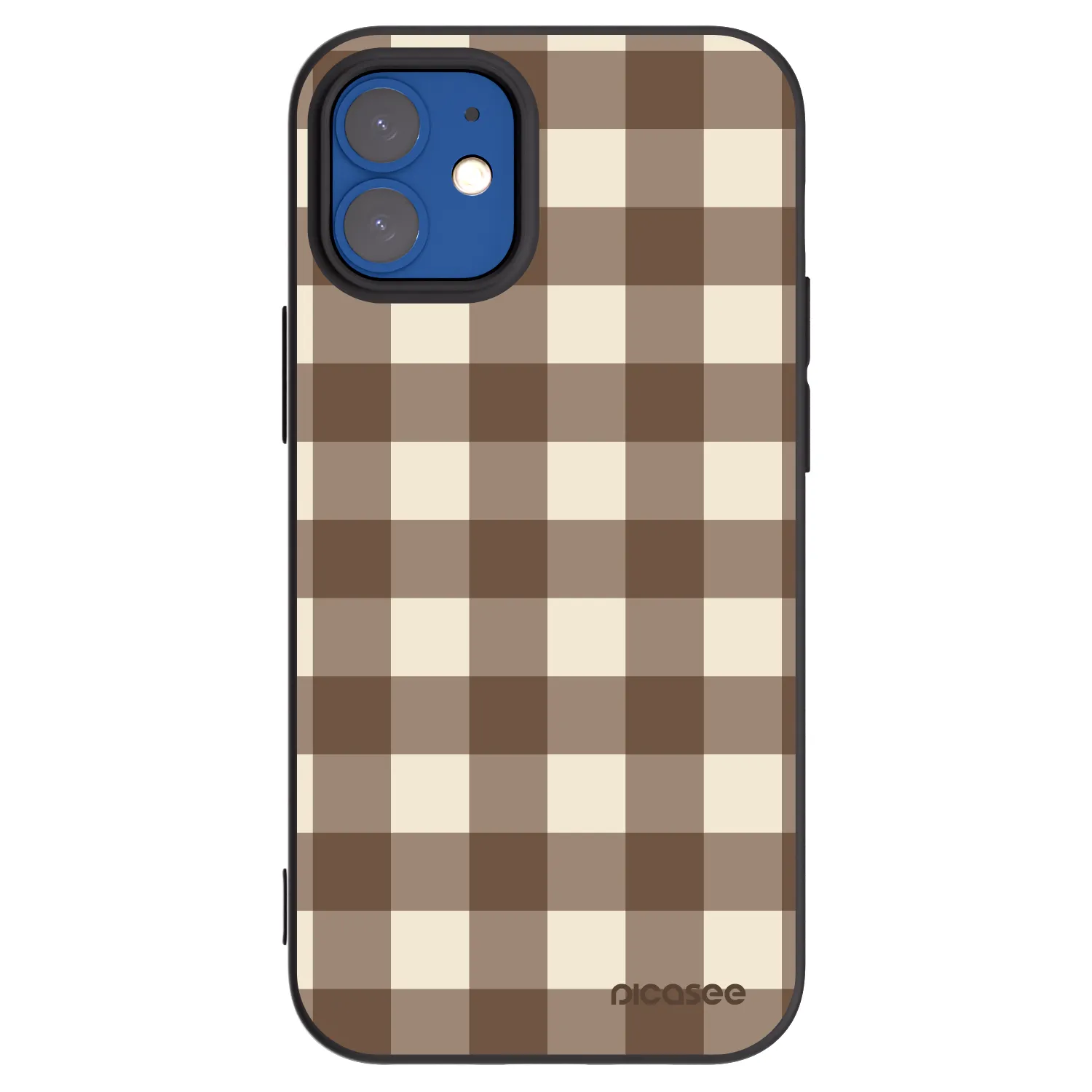 Picasee Apple iPhone 12 mini Hülle - Schwarzes Silikon - Brown grid