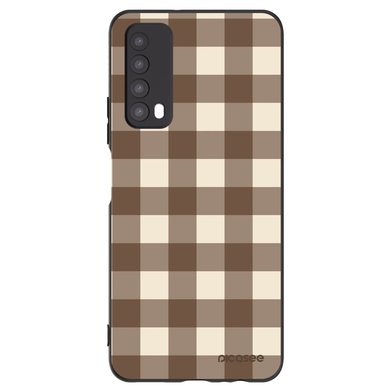 Picasee Huawei P Smart 2021 Hülle - Schwarzes Silikon - Brown grid