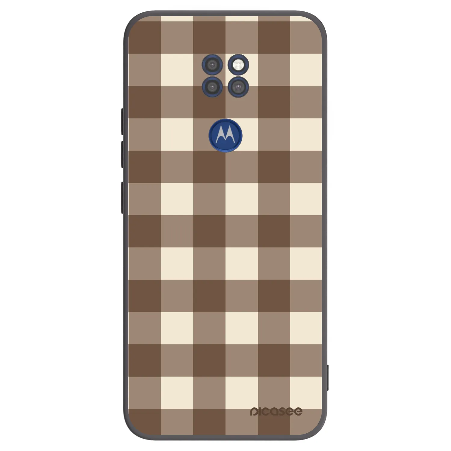 Picasee Motorola Moto G9 Play Hülle - Schwarzes Silikon - Brown grid