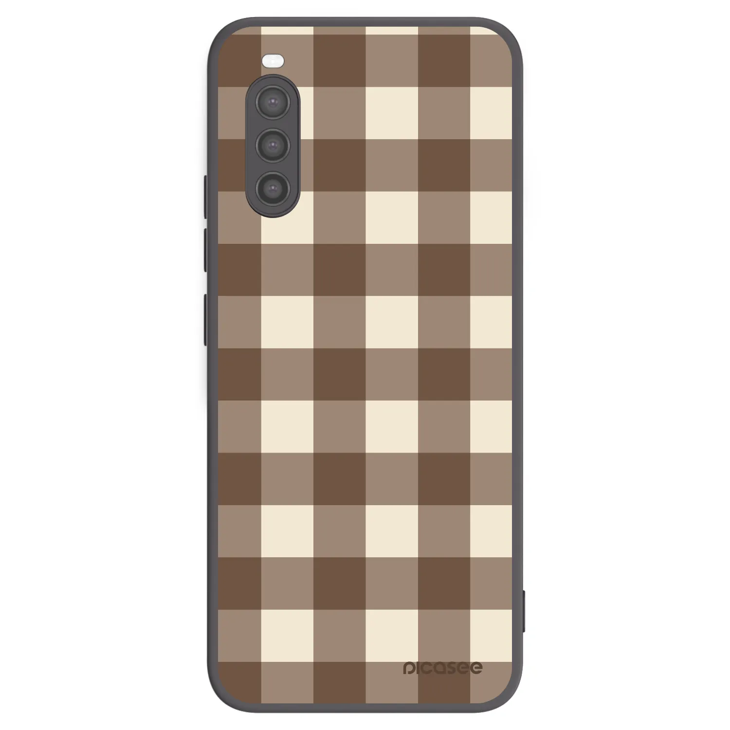 Picasee Sony Xperia 10 II Hülle - Schwarzes Silikon - Brown grid