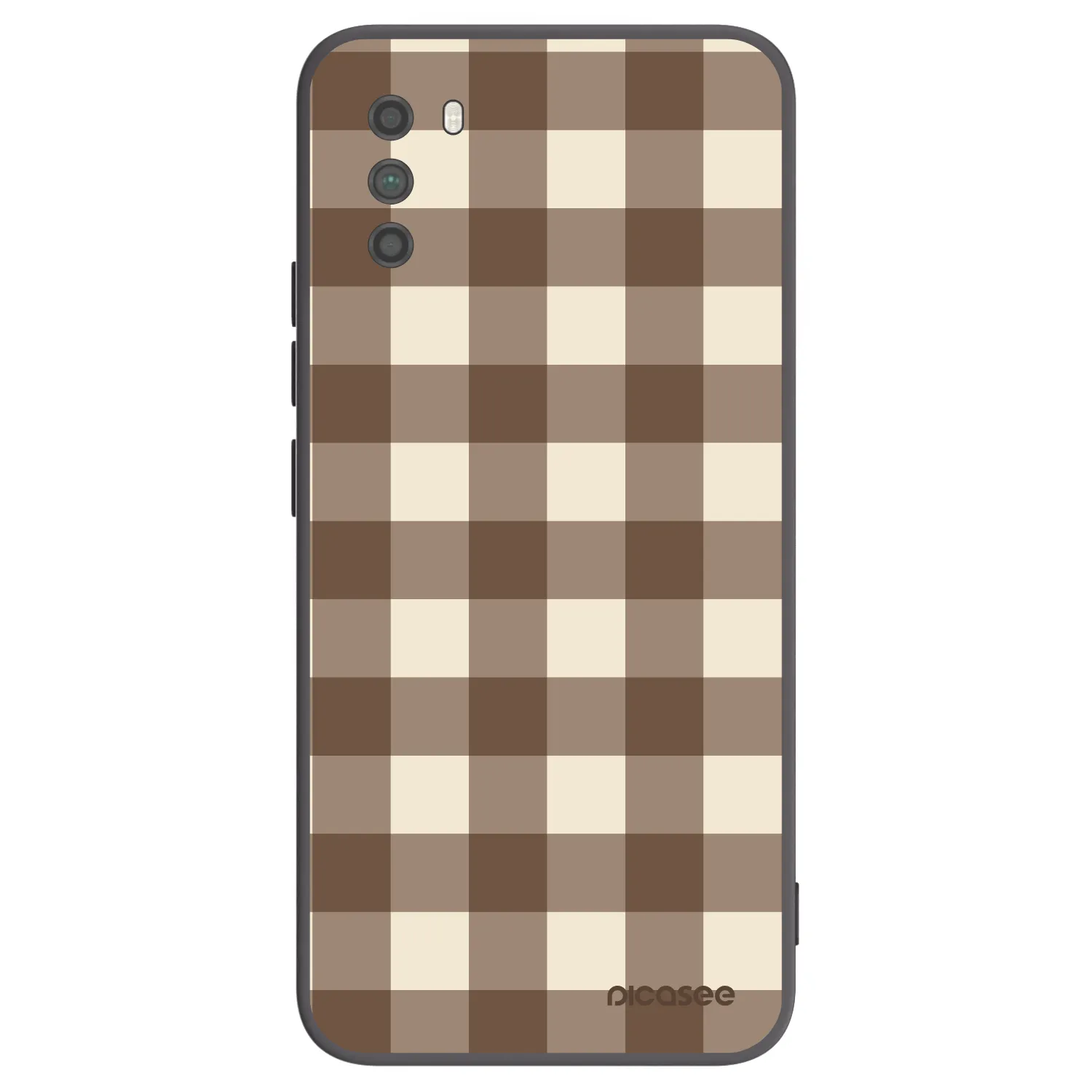 Picasee Xiaomi Poco M3 Hülle - Schwarzes Silikon - Brown grid