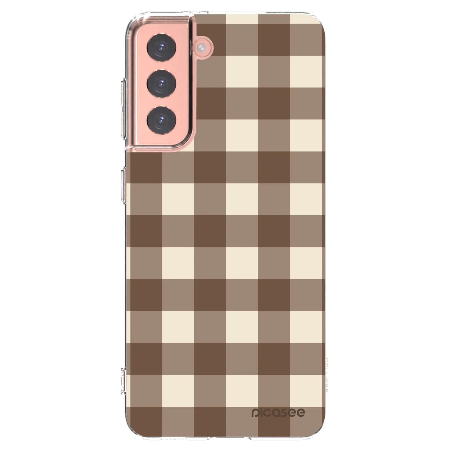 Picasee Samsung Galaxy S21 5G G991B Hülle - Transparentes Silikon - Brown grid