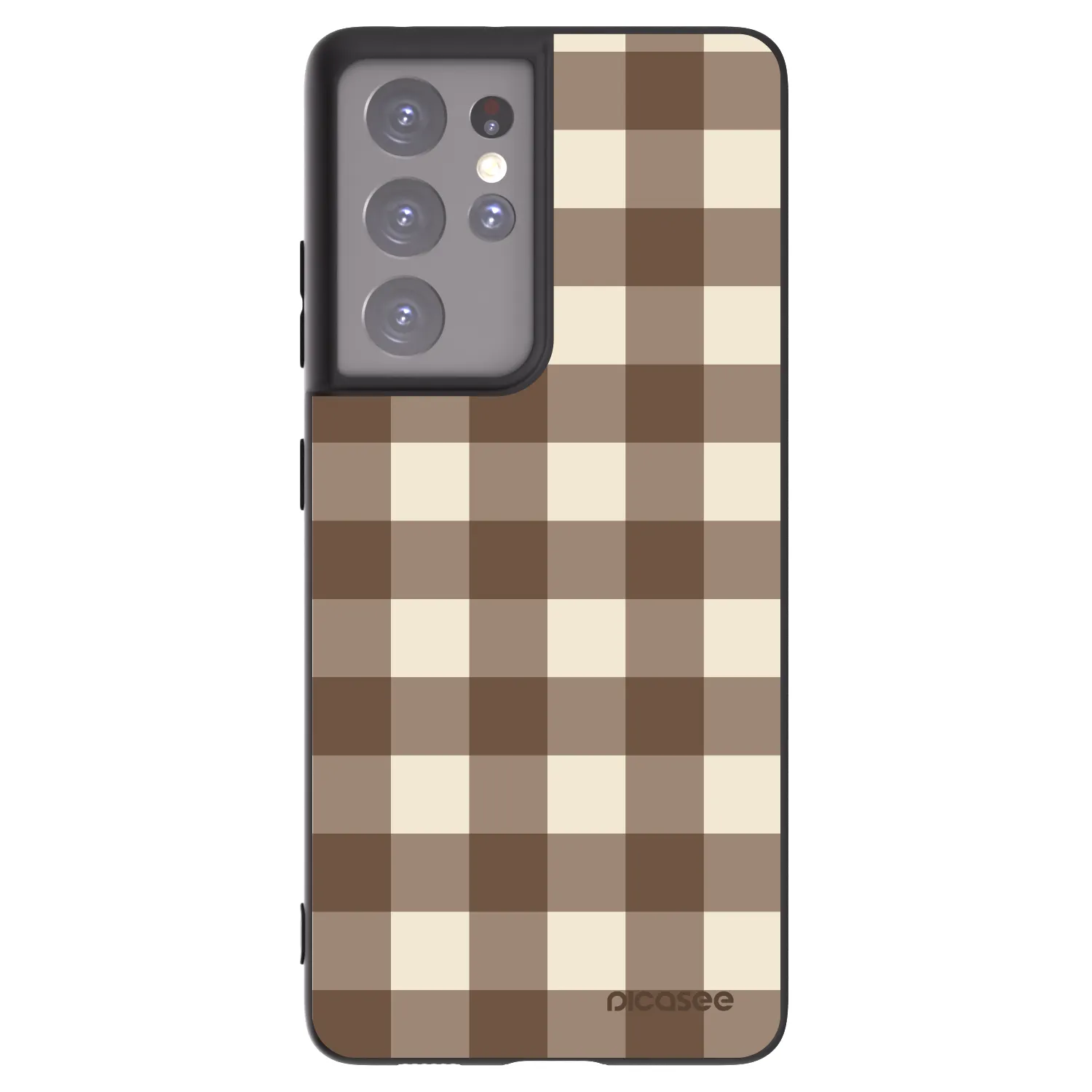 Picasee Samsung Galaxy S21 Ultra 5G G998B Hülle - Schwarzes Silikon - Brown grid