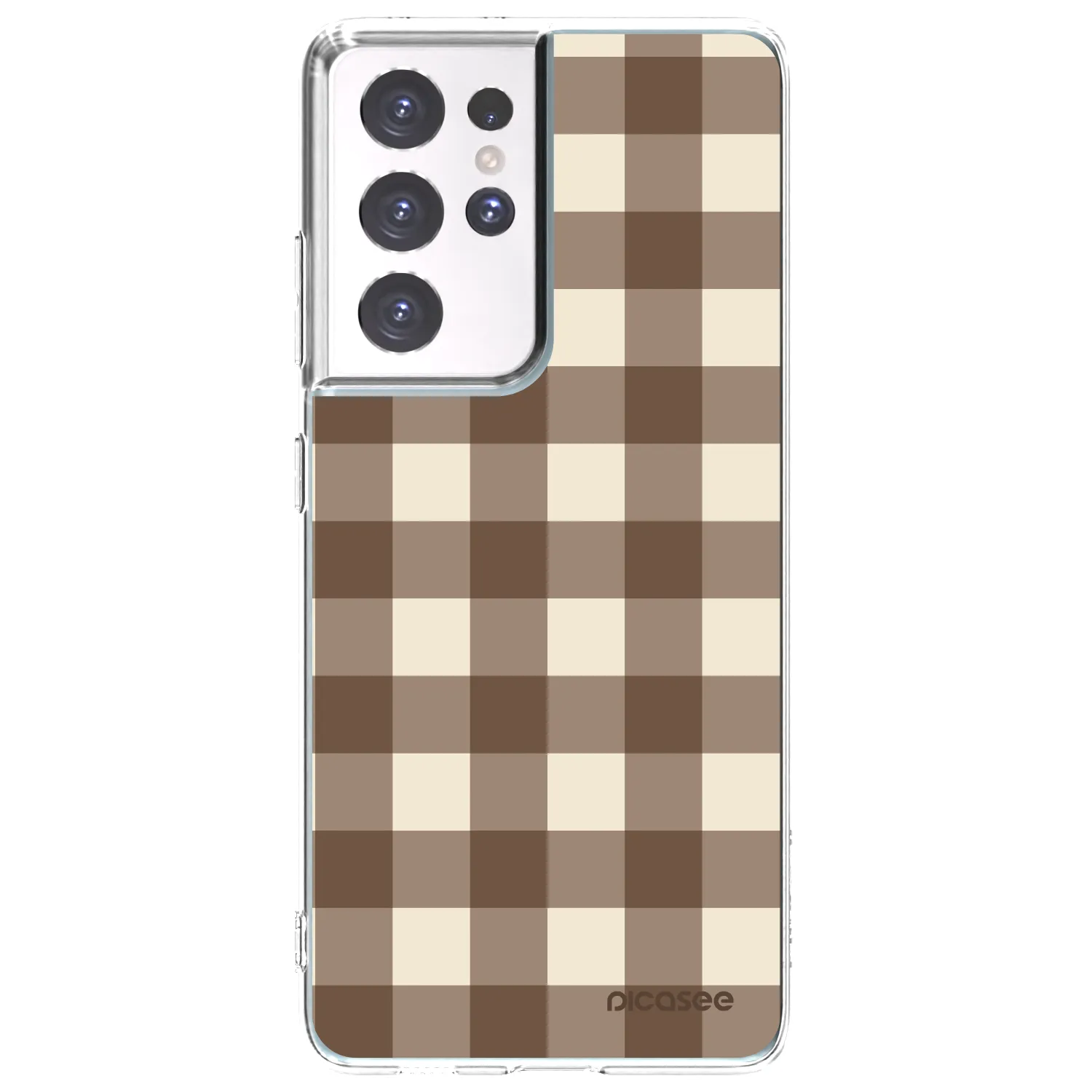 Picasee Samsung Galaxy S21 Ultra 5G G998B Hülle - Transparentes Silikon - Brown grid