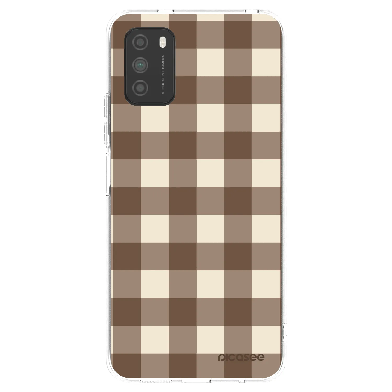 Picasee Xiaomi Poco M3 Hülle - Transparentes Silikon - Brown grid