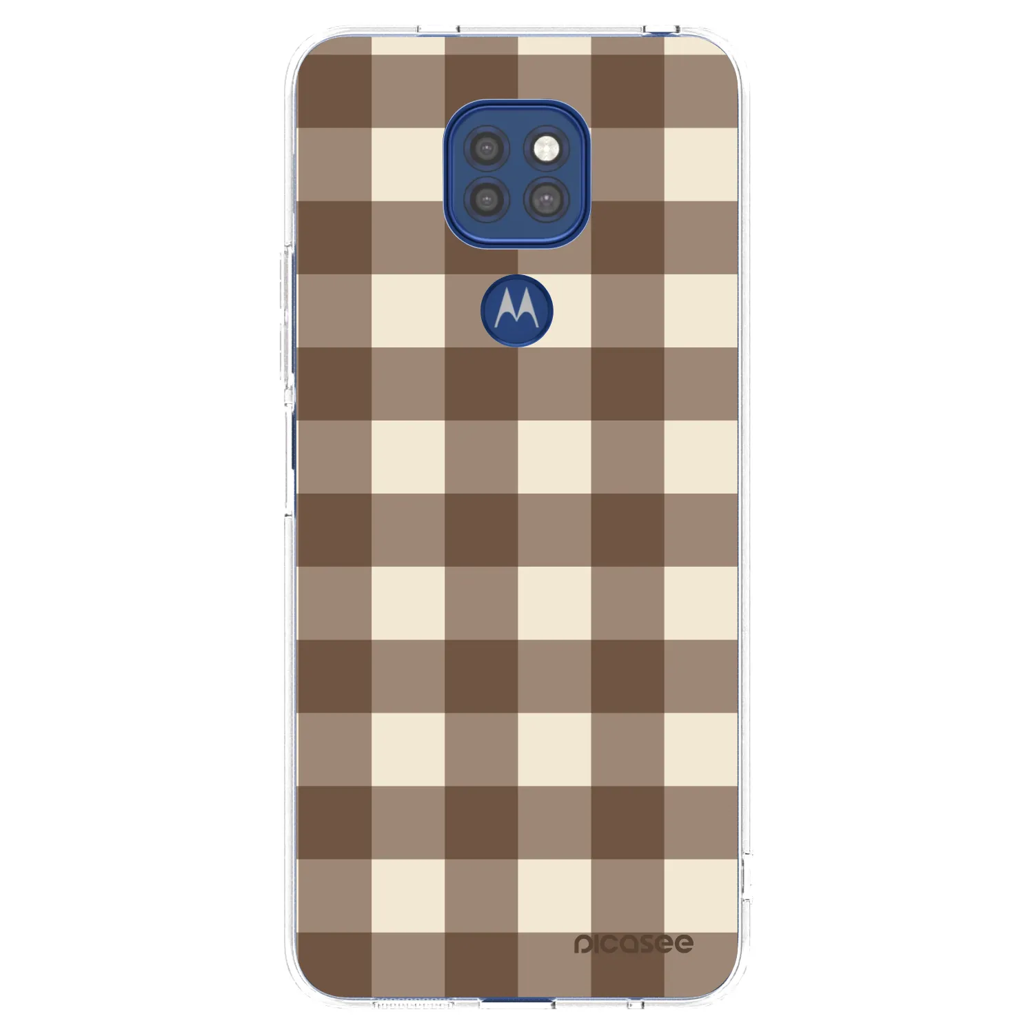 Picasee Motorola Moto G9 Play Hülle - Transparentes Silikon - Brown grid