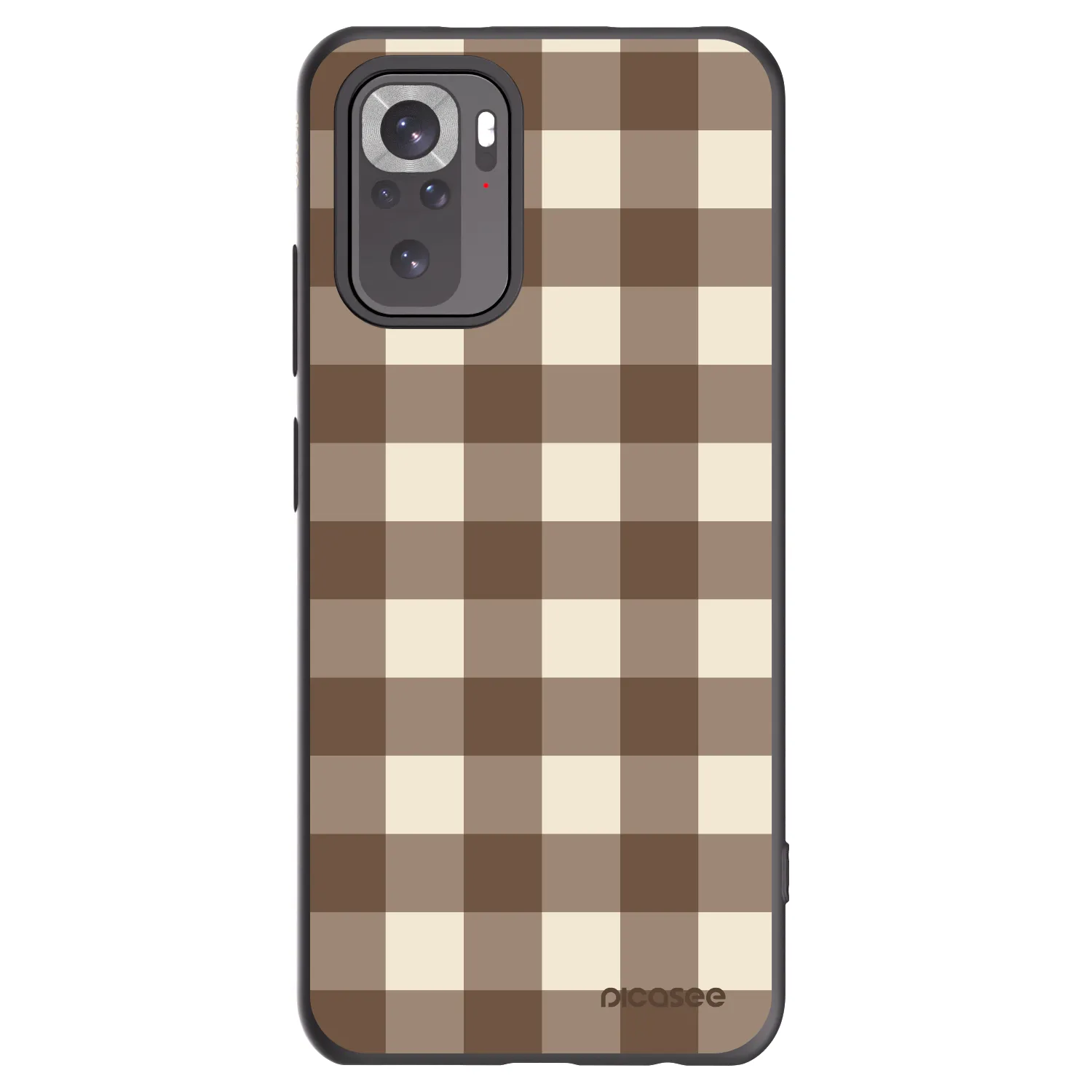 Picasee Xiaomi Redmi Note 10 Hülle - Schwarzes Silikon - Brown grid