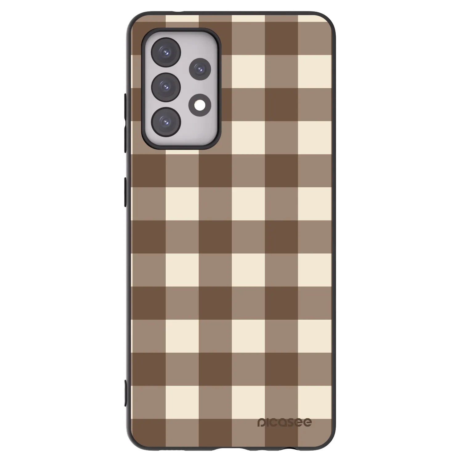 Picasee Samsung Galaxy A52 5G A525F Hülle - Schwarzes Silikon - Brown grid