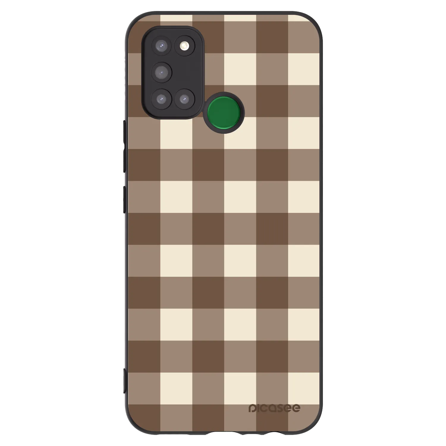 Picasee Realme 7i Hülle - Schwarzes Silikon - Brown grid