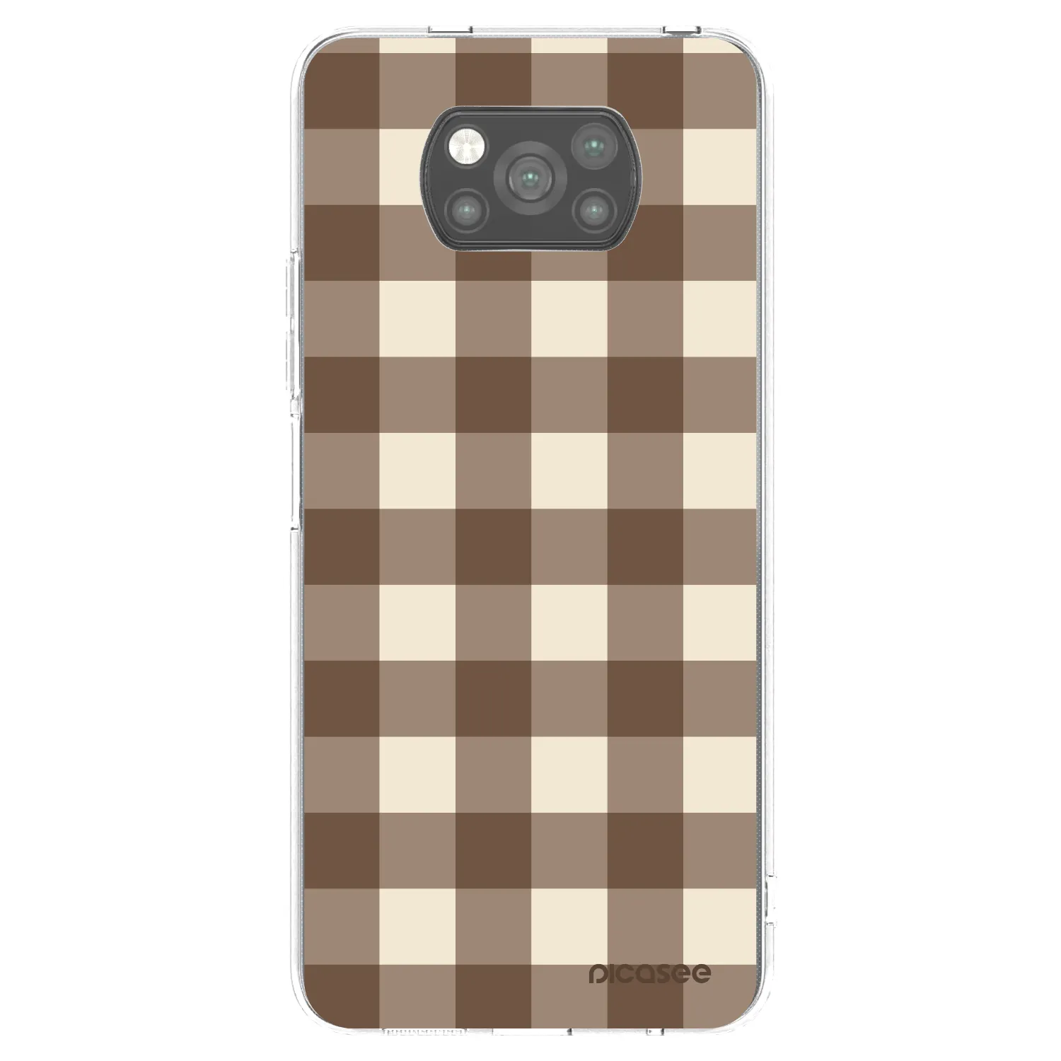 Picasee Xiaomi Poco X3 Pro Hülle - Schwarzes Silikon - Brown grid
