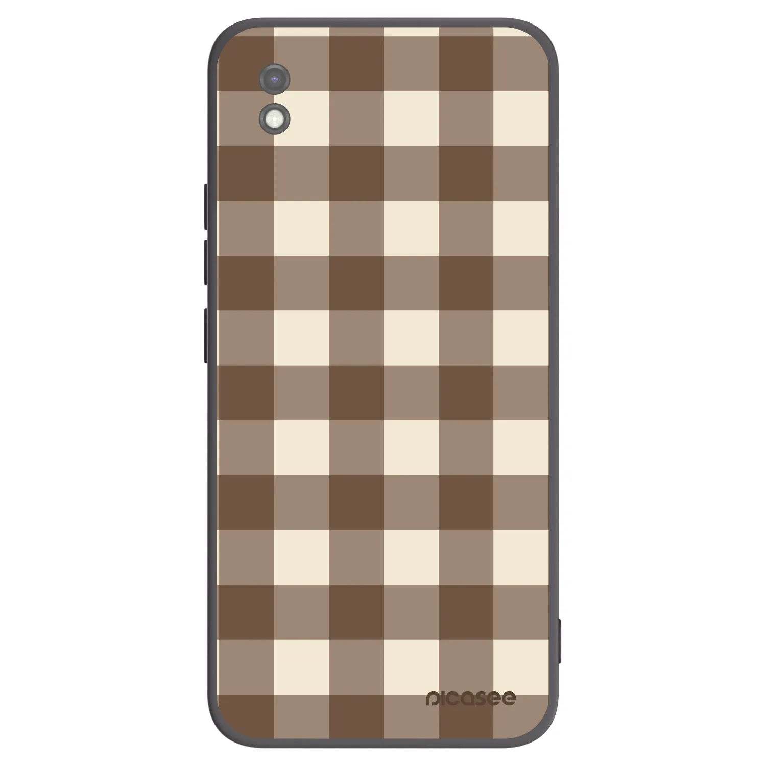 Picasee Xiaomi Redmi 9AT Hülle - Schwarzes Silikon - Brown grid