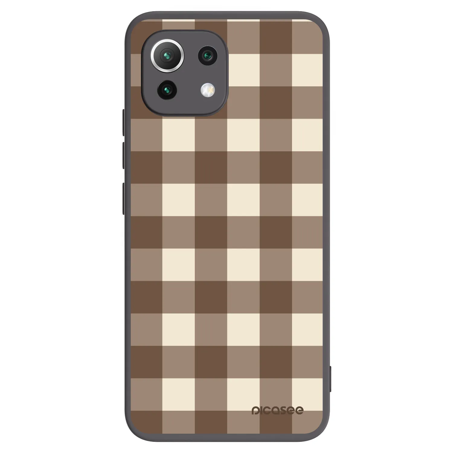 Picasee Xiaomi Mi 11 Lite Hülle - Schwarzes Silikon - Brown grid