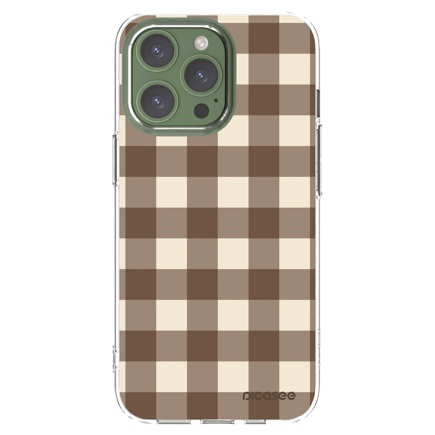 Picasee Apple iPhone 13 Pro Hülle - Transparentes Silikon - Brown grid