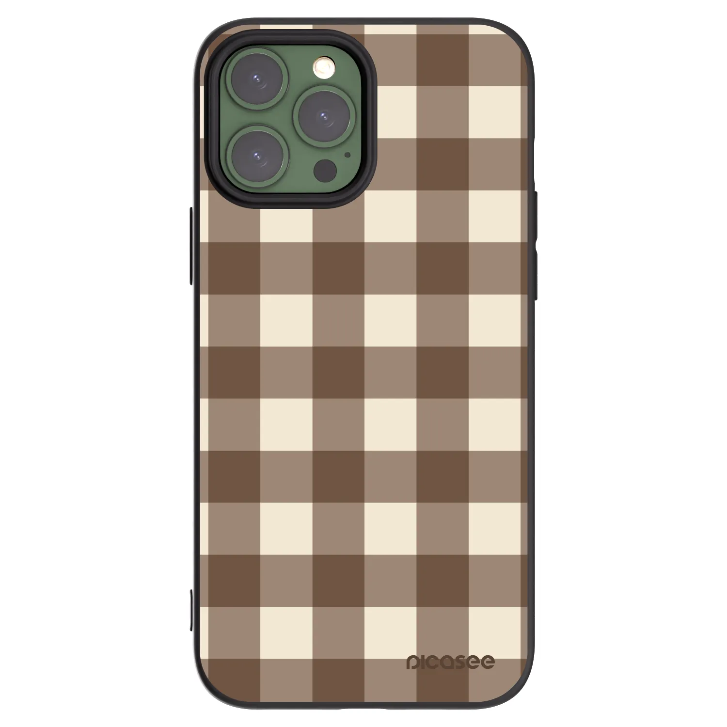 Picasee Apple iPhone 13 Pro Max Hülle - Schwarzes Silikon - Brown grid