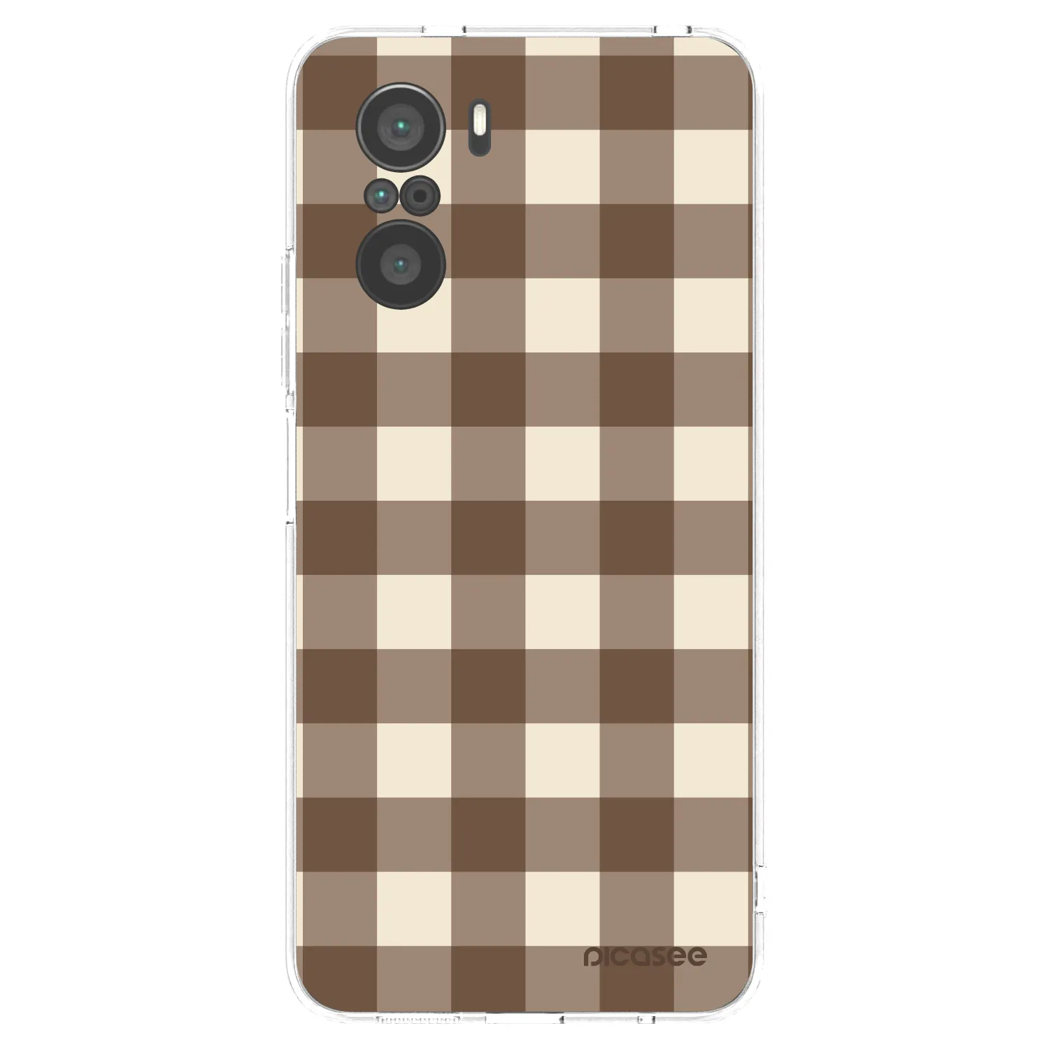 Picasee Xiaomi Poco F3 Hülle - Transparentes Silikon - Brown grid