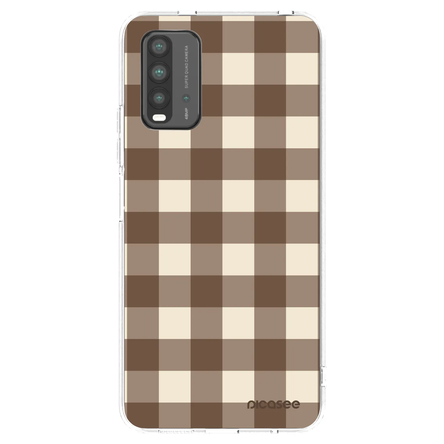 Picasee Xiaomi Redmi 9T Hülle - Schwarzes Silikon - Brown grid
