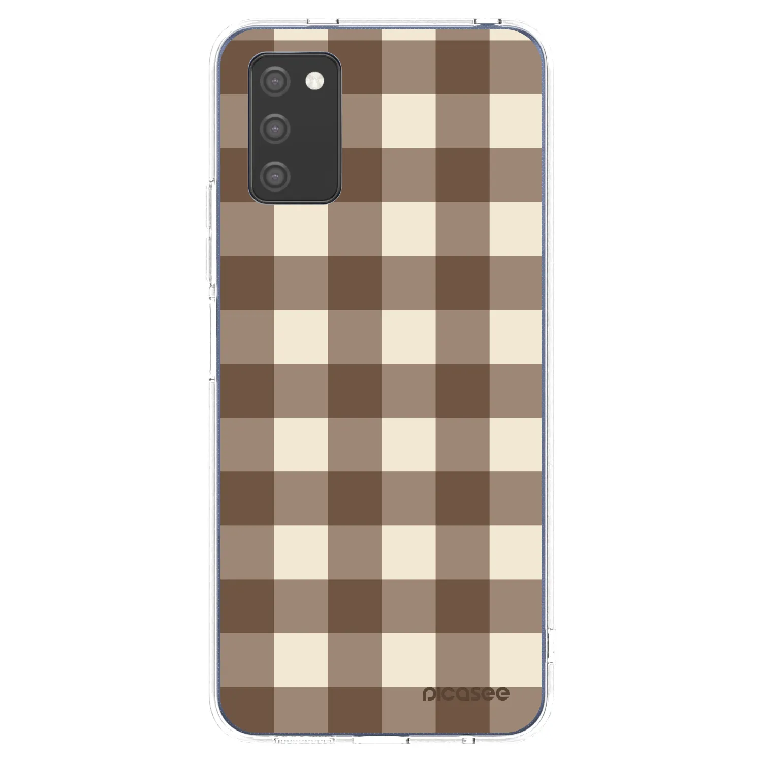 Picasee Samsung Galaxy A02s A025G Hülle - Transparentes Silikon - Brown grid