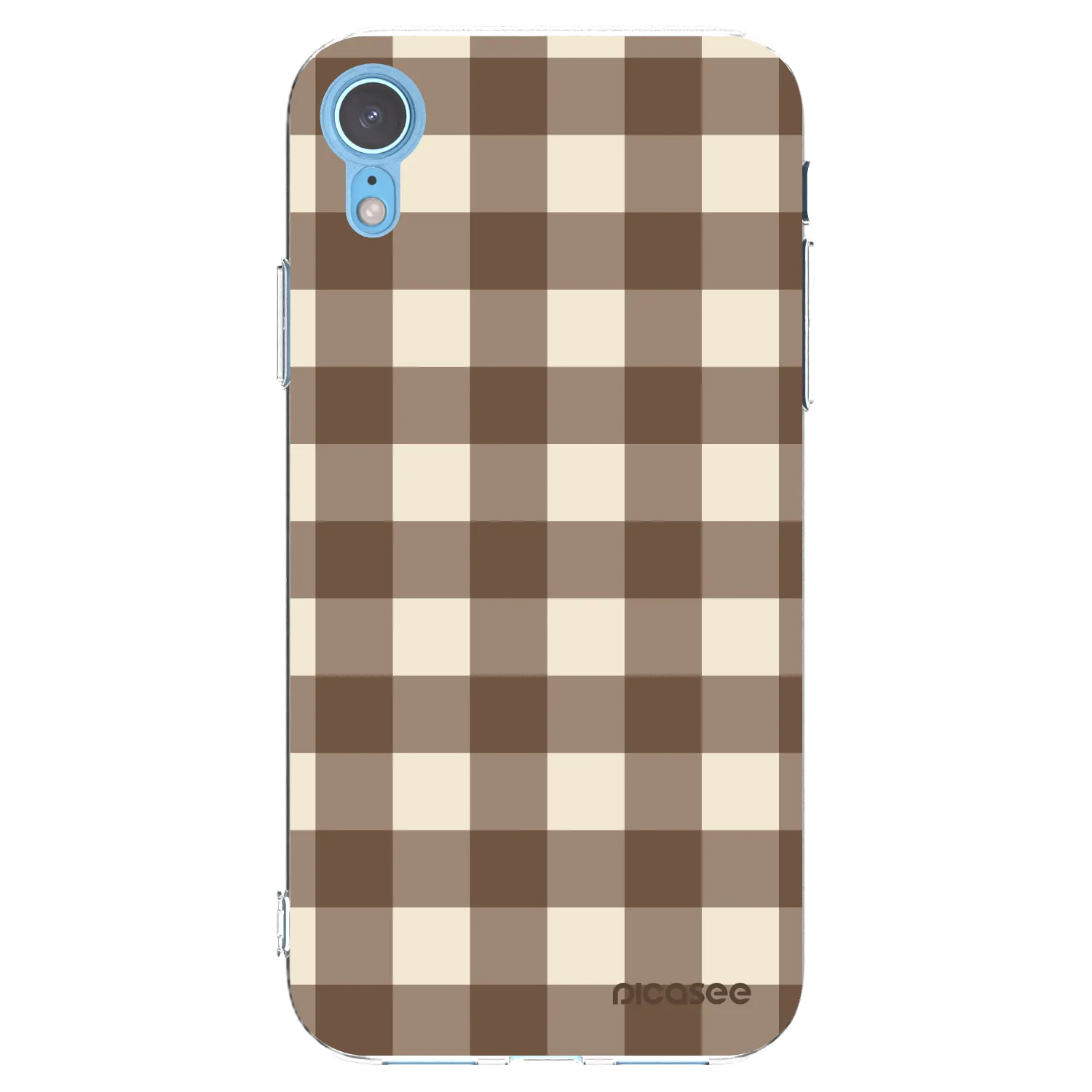 Picasee Apple iPhone XR Hülle - Transparentes Silikon - Brown grid