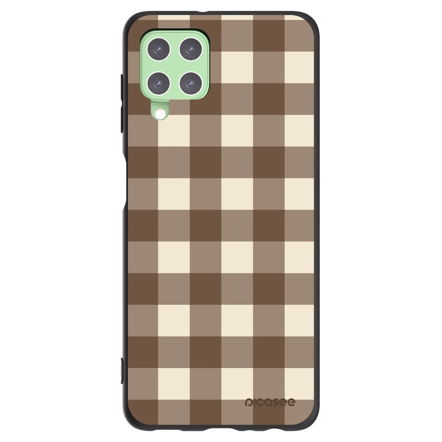Picasee Samsung Galaxy A22 A225F 4G Hülle - Schwarzes Silikon - Brown grid